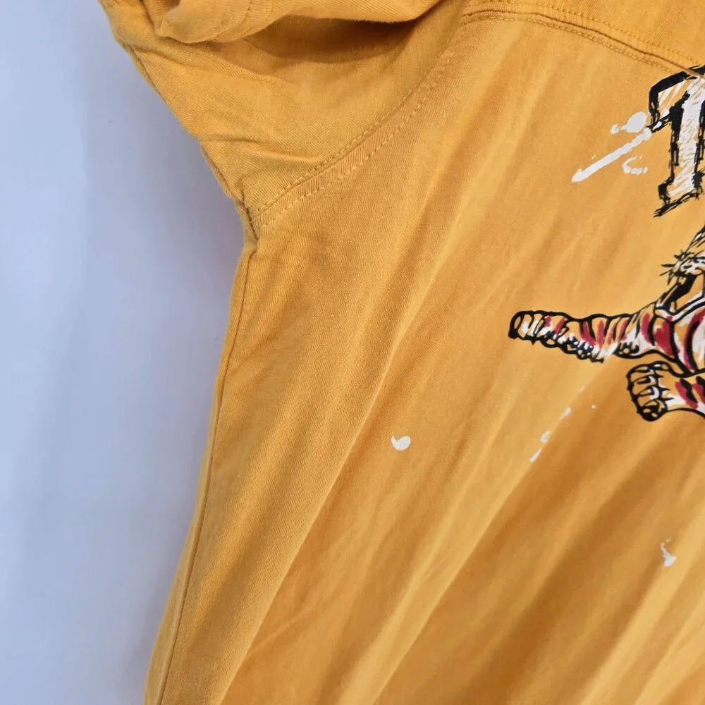 Arizona jeans co junior XL 18 20 waffle long sleeve mock layered yellow tiger